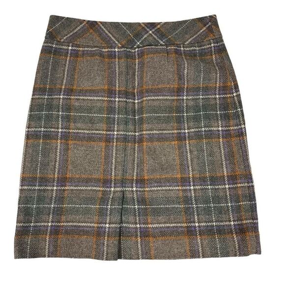 L.L. Bean women’s Wool Blend Brown Plaid Skirt Size 10 - Picture 2 of 8